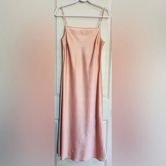 27. Aritzia Wilfred Size Medium Only Slip Satin Midi Dress - Picture 3 of 10